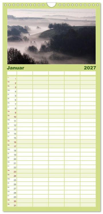 Produktbild: Familienplaner 2027 - Farbenfrohe Heimat mit 5 Spalten (Wandkalender, 21 x 45 cm) CALVENDO