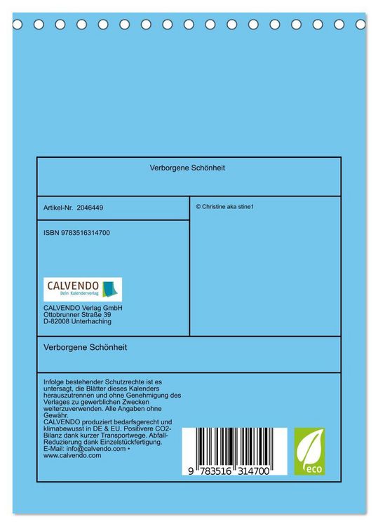 Produktbild: Verborgene Sch&ouml;nheit (Tischkalender 2026 DIN A5 hoch), CALVENDO Monatskalender