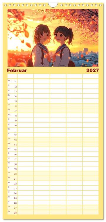 Produktbild: Familienplaner 2027 - Anime Kalender &ndash; Charaktere im Slice-of-Life Stil mit 5 Spalten (Wandkalender, 21 x 45 cm) CALVENDO