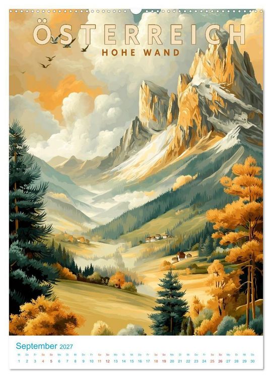 Produktbild: &Ouml;sterreich - Old School Poster Style (hochwertiger Premium Wandkalender 2027 DIN A2 hoch), Kunstdruck in Hochglanz