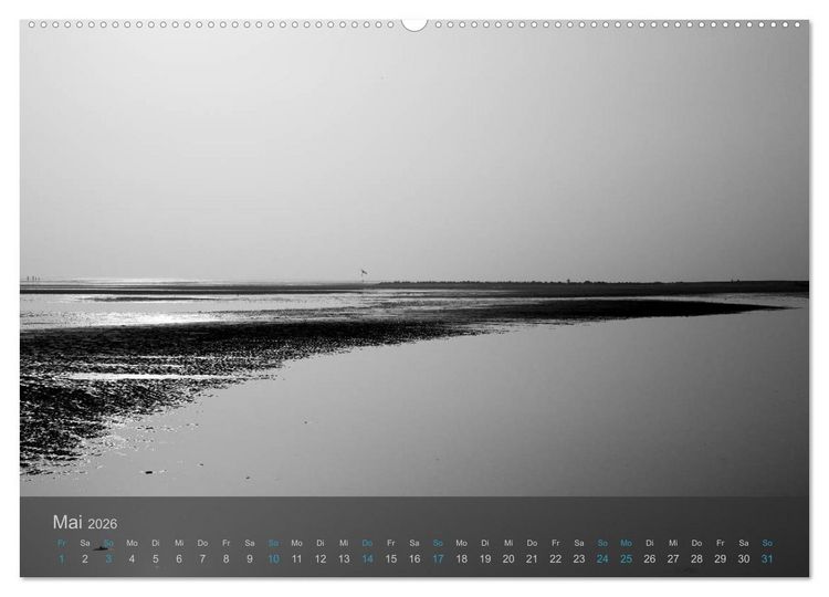 Produktbild: Seest&uuml;cke. Schwarzwei&szlig;e Nordseeimpressionen 2026 (hochwertiger Premium Wandkalender 2026 DIN A2 quer), Kunstdruck in Hochglanz
