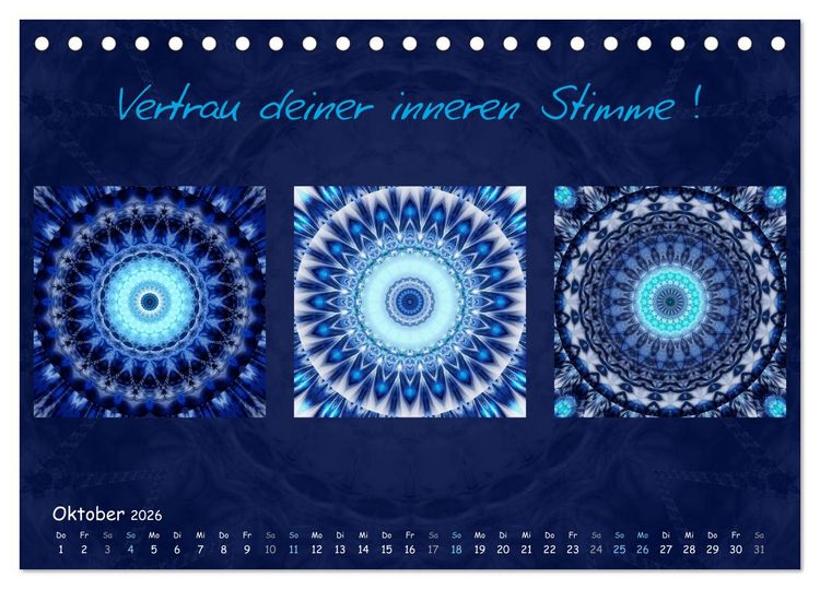 Produktbild: Mandala Trilogien (Tischkalender 2026 DIN A5 quer), CALVENDO Monatskalender
