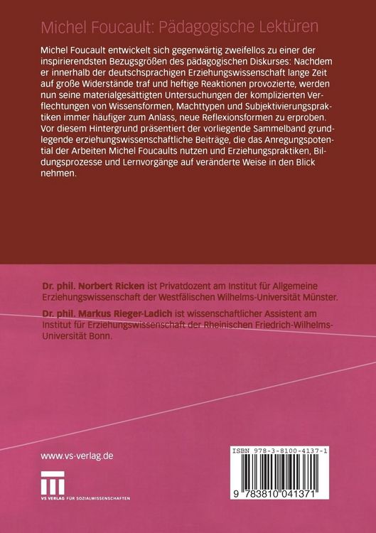 Produktbild: Michel Foucault: P&auml;dagogische Lekt&uuml;ren