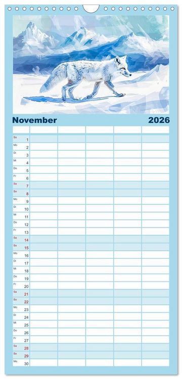 Produktbild: Familienplaner 2026 - Eisige Polarkreise - Faszination der polaren Tierwelt mit 5 Spalten (Wandkalender, 21 x 45 cm) CALVENDO
