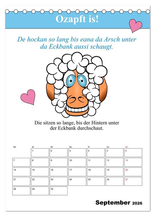 Produktbild: So a Schmarrn! Bairische Mundart (Tischkalender 2026 DIN A5 hoch), CALVENDO Monatskalender