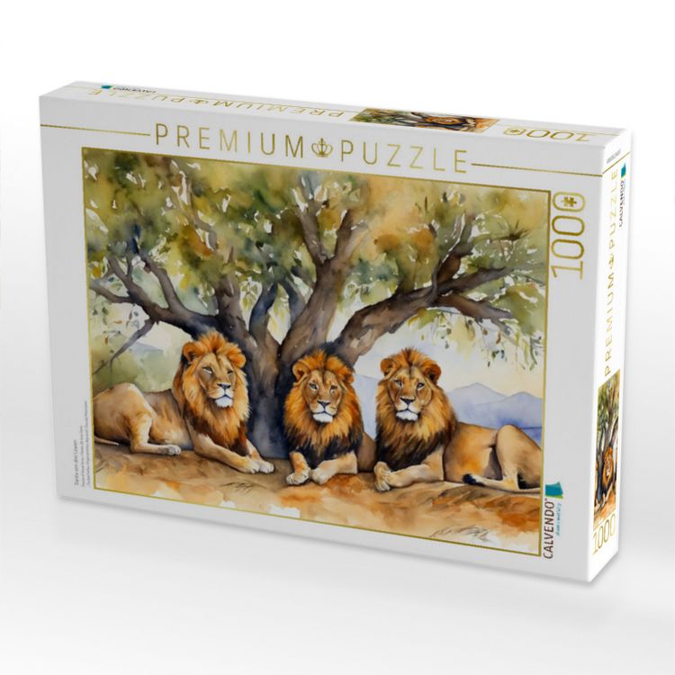 Produktbild: CALVENDO Puzzle Siesta von drei L&ouml;wen | 1000 Teile Lege-Gr&ouml;&szlig;e 64x48cm Foto-Puzzle f&uuml;r gl&uuml;ckliche Stunden