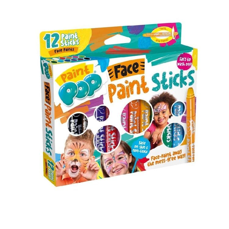 Produktbild: Paint Pop 362204 - Paint Pop: Face Paint Sticks 12-Pack, Gesichtsmalfarben, Schminkstifte