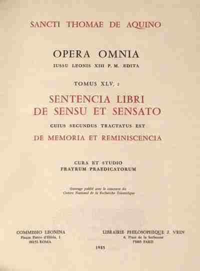 Produktbild: Sentencia Libri de Sensu (De Memoria) T2