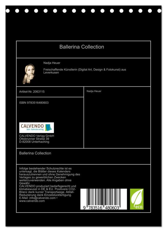 Produktbild: Ballerina Collection (Tischkalender 2026 DIN A5 hoch), CALVENDO Monatskalender