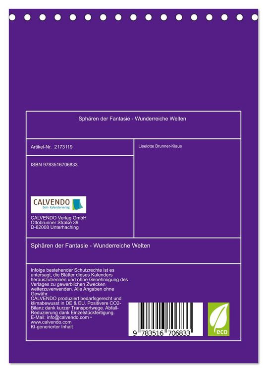 Produktbild: Sph&auml;ren der Fantasie - Wunderreiche Welten (Tischkalender 2026 DIN A5 hoch), CALVENDO Monatskalender