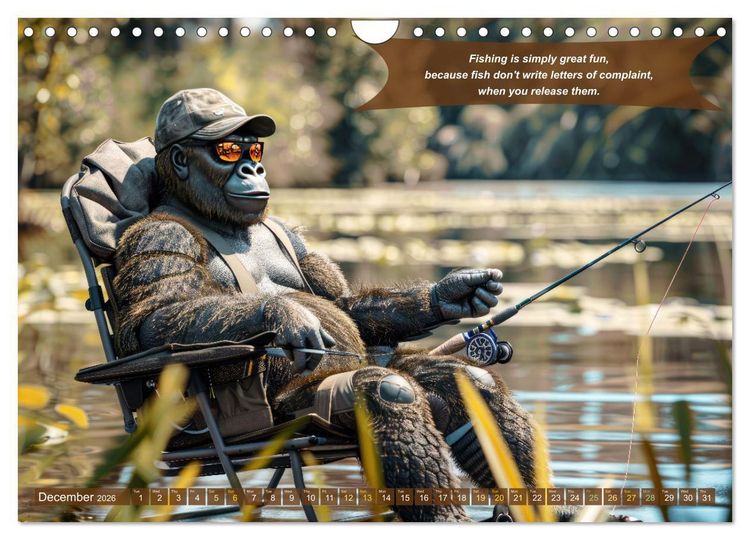 Produktbild: Funny charming animals as fishermen (Wall Calendar 2026 DIN A4 landscape), CALVENDO 12 Month Wall Calendar