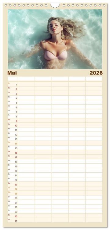 Produktbild: Familienplaner 2026 - Entspannen am Strand mit 5 Spalten (Wandkalender, 21 x 45 cm) CALVENDO