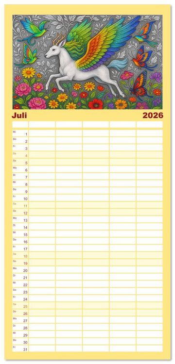 Produktbild: Familienplaner 2026 - Fabelhafte Mystikwesen mit 5 Spalten (Wandkalender, 21 x 45 cm) CALVENDO