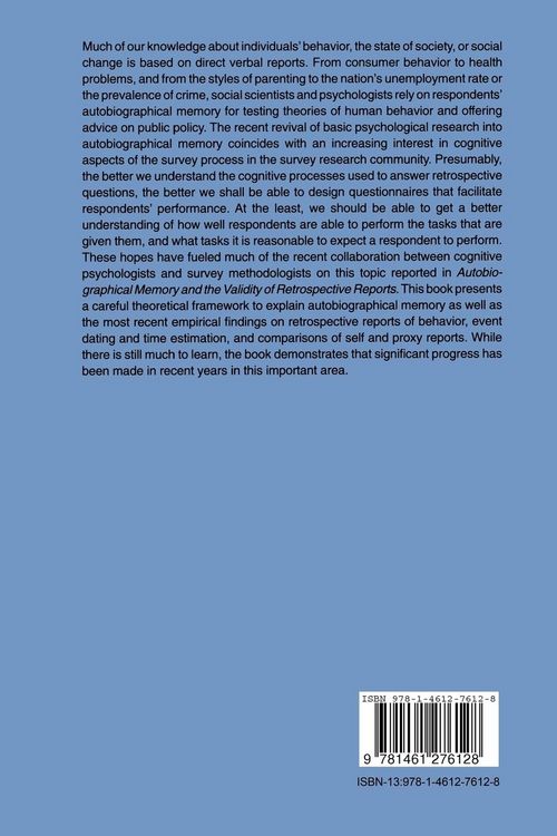 Produktbild: Autobiographical Memory and the Validity of Retrospective Reports