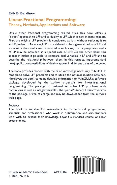 Produktbild: Linear-Fractional Programming Theory, Methods, Applications and Software
