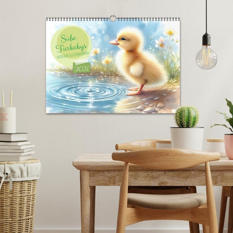 Produktbild: S&uuml;&szlig;e Tierbabys - niedliche Illustrationen (Wandkalender 2027 DIN A3 quer), CALVENDO Monatskalender