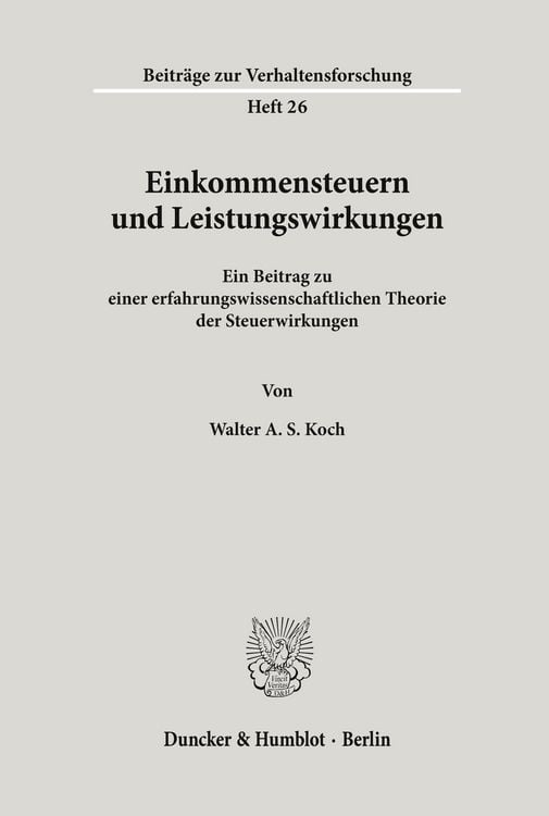 Produktbild: Einkommensteuern und Leistungswirkungen.