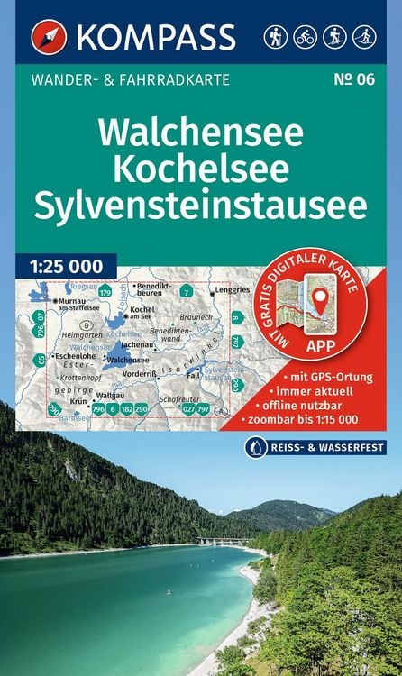 Produktbild: KOMPASS Wanderkarte 06 Walchensee, Kochelsee, Sylvensteinstausee 1:25.000