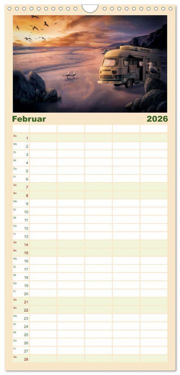 Produktbild: Familienplaner 2026 - Camping macht gl&uuml;cklich! mit 5 Spalten (Wandkalender, 21 x 45 cm) CALVENDO