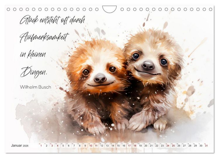 Produktbild: MOTIVATION Spr&uuml;che mit s&uuml;&szlig;en Tierkindern (Wandkalender 2026 DIN A4 quer), CALVENDO Monatskalender