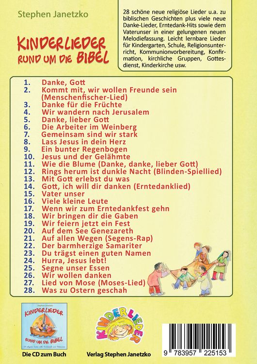 Produktbild: Kinderlieder rund um die Bibel - 28 religi&ouml;se Lieder inkl. Erntedank und Vaterunser