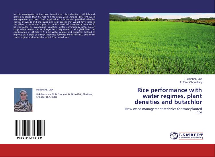 Produktbild: Rice performance with water regimes, plant densities and butachlor