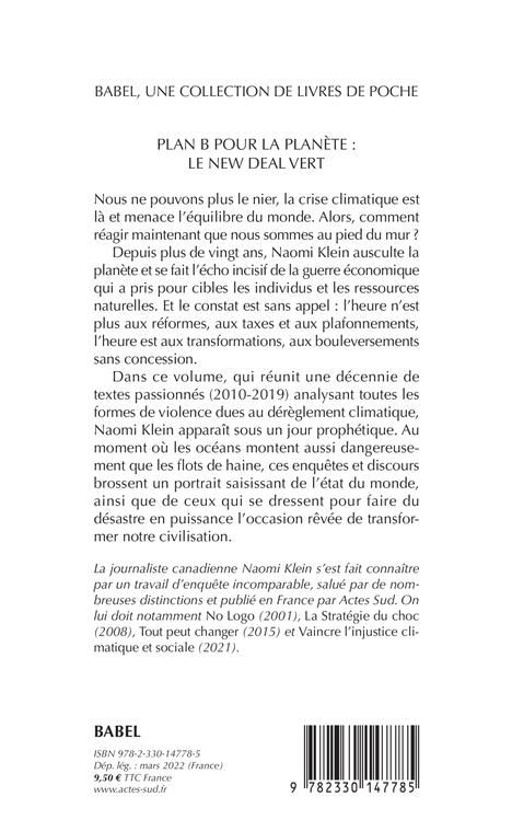 Produktbild: Plan B pour la plan&egrave;te : le new deal vert