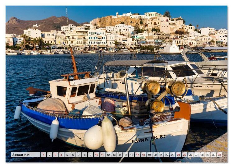 Produktbild: Die Insel Naxos - Ein Traum in blau und wei&szlig; (Wandkalender 2026 DIN A3 quer), CALVENDO Monatskalender