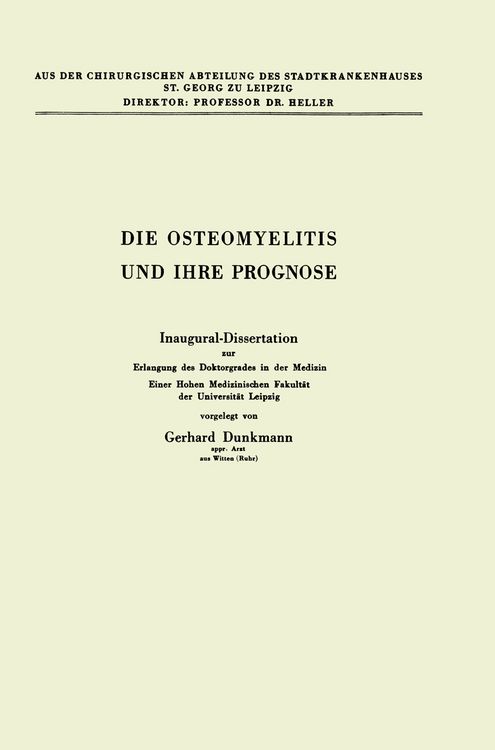 Produktbild: Die Osteomyelitis und Ihre Prognose