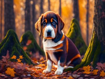 Produktbild: CALVENDO Puzzle Kleiner Hund im Herbstwald | 1000 Teile Lege-Gr&ouml;&szlig;e 64x48cm Foto-Puzzle f&uuml;r gl&uuml;ckliche Stunden