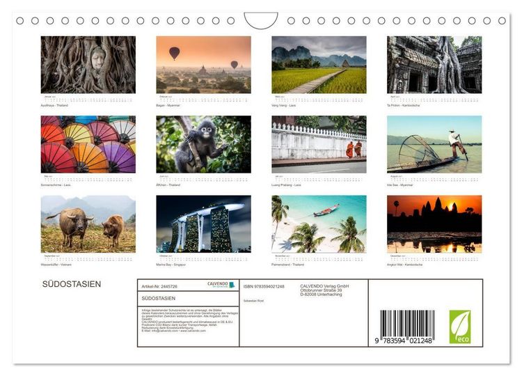 Produktbild: S&Uuml;DOSTASIEN (Wandkalender 2027 DIN A4 quer), CALVENDO Monatskalender
