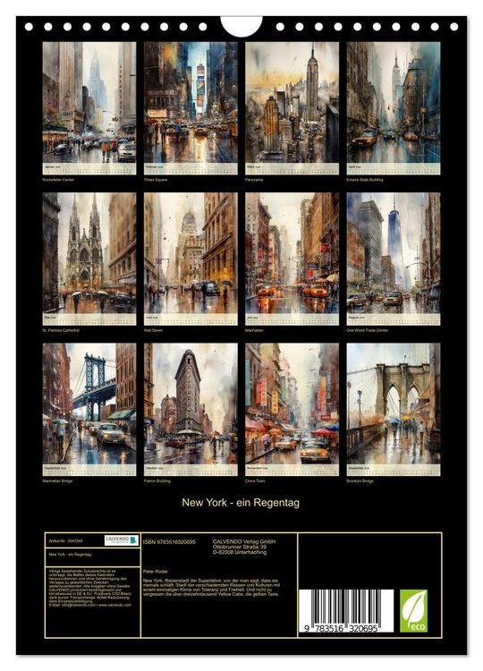 Produktbild: New York - ein Regentag (Wandkalender 2026 DIN A4 hoch), CALVENDO Monatskalender