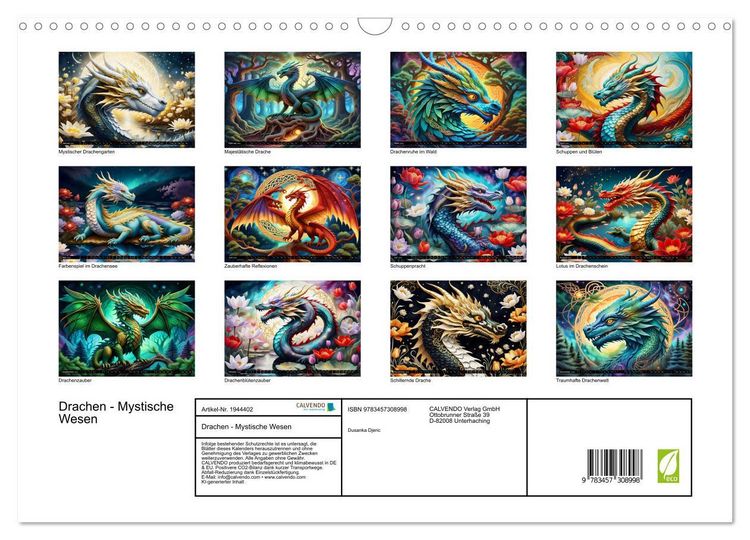 Produktbild: Drachen - Mystische Wesen (Wandkalender 2026 DIN A3 quer), CALVENDO Monatskalender