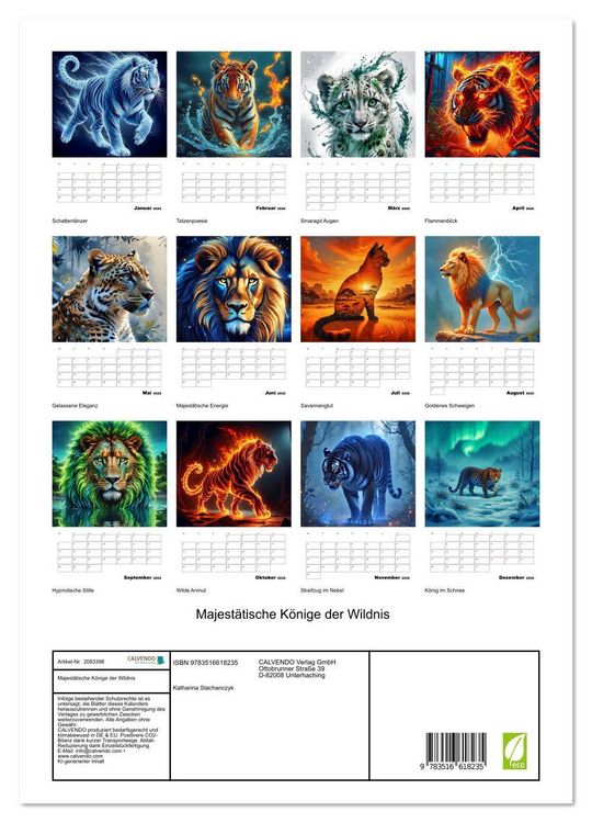 Produktbild: Majest&auml;tische K&ouml;nige der Wildnis (hochwertiger Premium Wandkalender 2026 DIN A2 hoch), Kunstdruck in Hochglanz