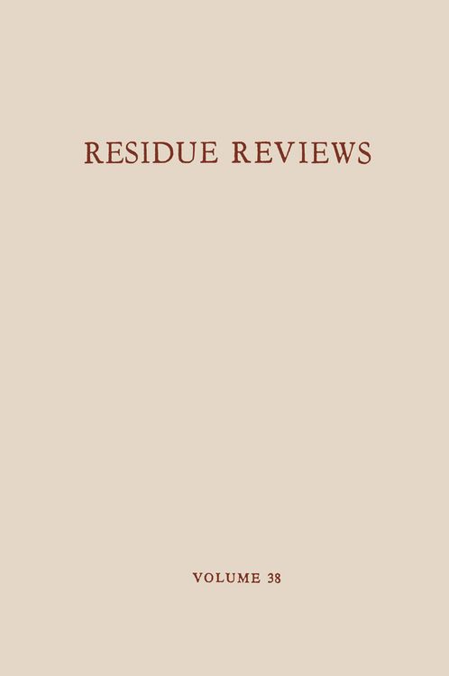 Produktbild: Residue Reviews / R&uuml;ckstands-Berichte