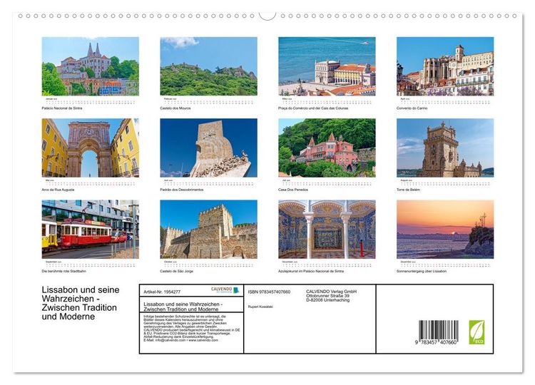 Produktbild: Lissabon und seine Wahrzeichen - Zwischen Tradition und Moderne (hochwertiger Premium Wandkalender 2026 DIN A2 quer), Kunstdruck in Hochglanz