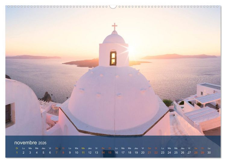 Produktbild: Santorin - La Magie des Cyclades (Calendrier mural 2026 DIN A2 vertical) calendrier de bureau