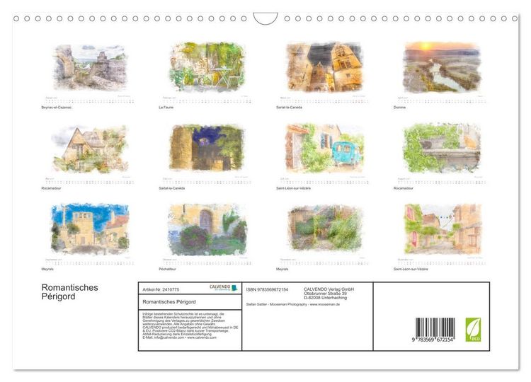 Produktbild: Romantisches P&eacute;rigord (Wandkalender 2027 DIN A3 quer), CALVENDO Monatskalender