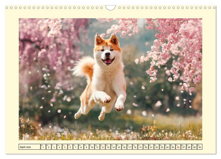 Produktbild: Akita Inu in der Natur. Japans edle und sanfte Sch&ouml;nheit (Wandkalender 2026 DIN A3 quer), CALVENDO Monatskalender