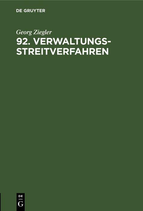 Produktbild: 92. Verwaltungsstreitverfahren