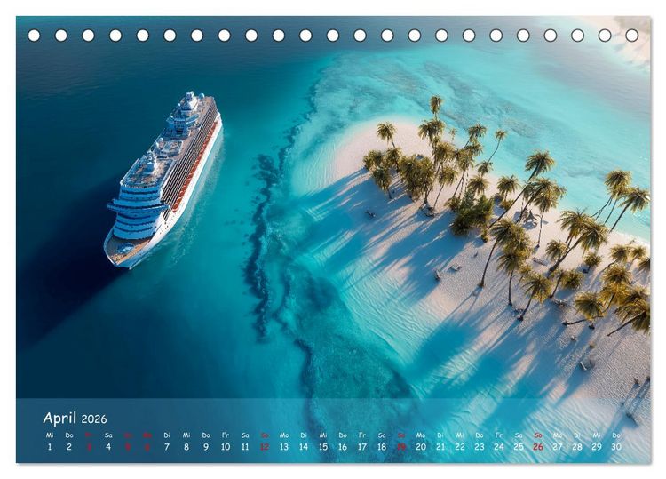 Produktbild: Kreuzfahrtschiffe Kalender - Kreuzfahrten und Giganten der Meere (Tischkalender 2026 DIN A5 quer), CALVENDO Monatskalender