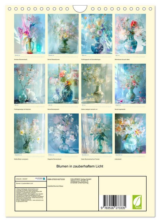 Produktbild: Blumen in zauberhaftem Licht (Wandkalender 2026 DIN A4 hoch), CALVENDO Monatskalender
