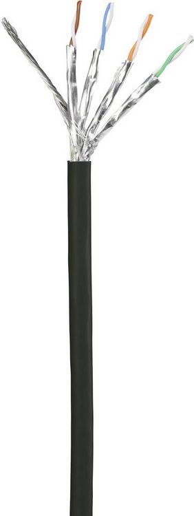 Produktbild: Renkforce RF-5469256 RJ45 Patchkabel CAT 6 S/FTP 2.00 m Schwarz mit Rastnasenschutz, vergoldete Steckkontakte, Flammwidrig 1 St.