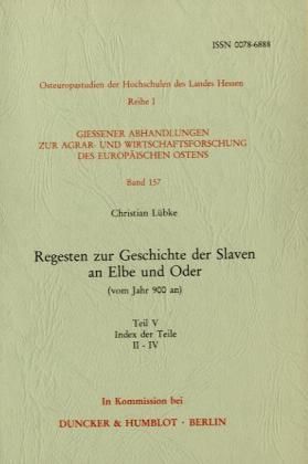 Produktbild: Regesten zur Geschichte der Slaven an Elbe und Oder (vom Jahr 900 an).