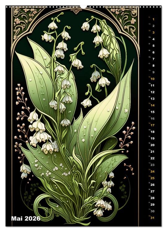 Produktbild: Jugendstil Blumen (hochwertiger Premium Wandkalender 2026 DIN A2 hoch), Kunstdruck in Hochglanz