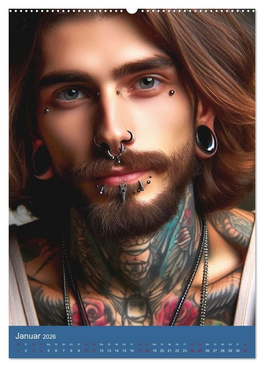 Produktbild: Tattoo und Piercing Men (Wandkalender 2026 DIN A2 hoch), CALVENDO Monatskalender