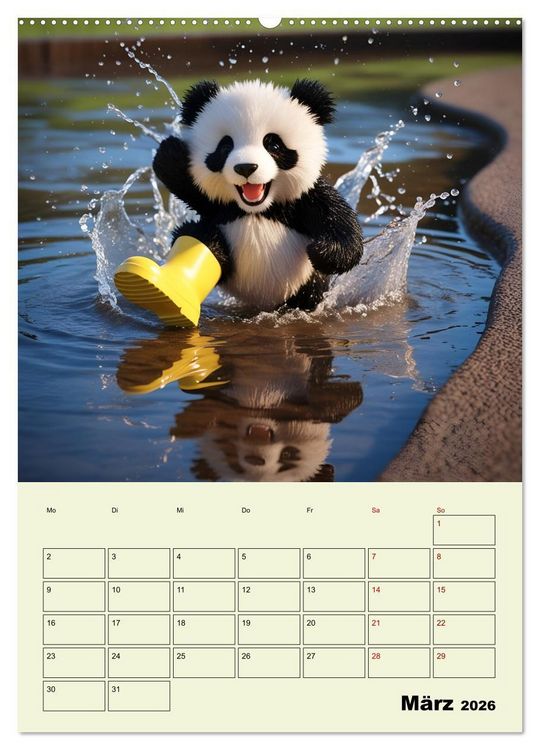 Produktbild: Ein pandastarkes Jahr - Flauschige Pandab&auml;ren zum Verlieben (hochwertiger Premium Wandkalender 2026 DIN A2 hoch), Kunstdruck in Hochglanz