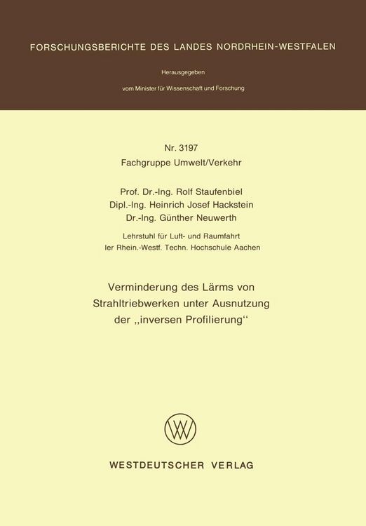 Produktbild: Verminderung des L&auml;rms von Strahltriebwerken unter Ausnutzung der 'inversen Profilierung'