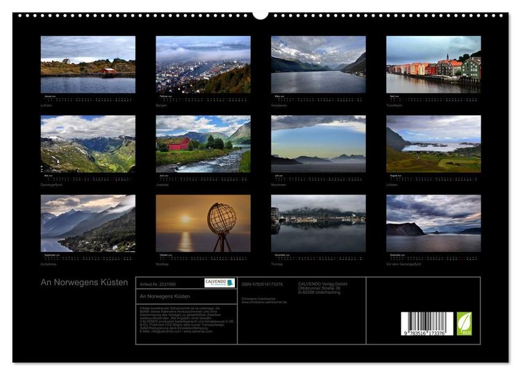 Produktbild: An Norwegens K&uuml;sten (hochwertiger Premium Wandkalender 2026 DIN A2 quer), Kunstdruck in Hochglanz