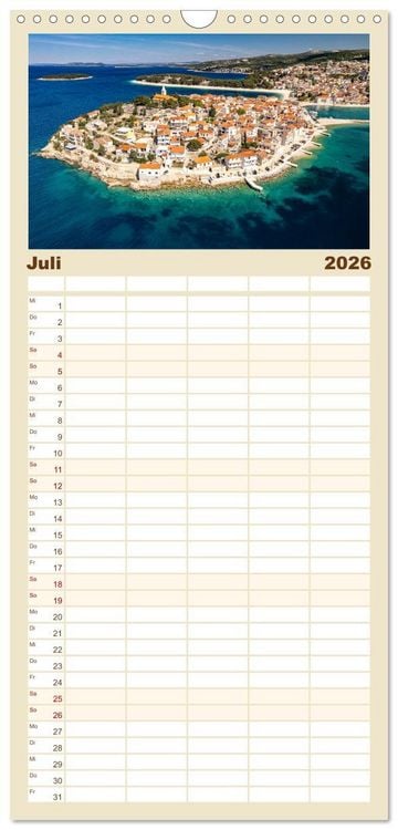 Produktbild: Familienplaner 2026 - Kroatien von oben mit 5 Spalten (Wandkalender, 21 x 45 cm) CALVENDO